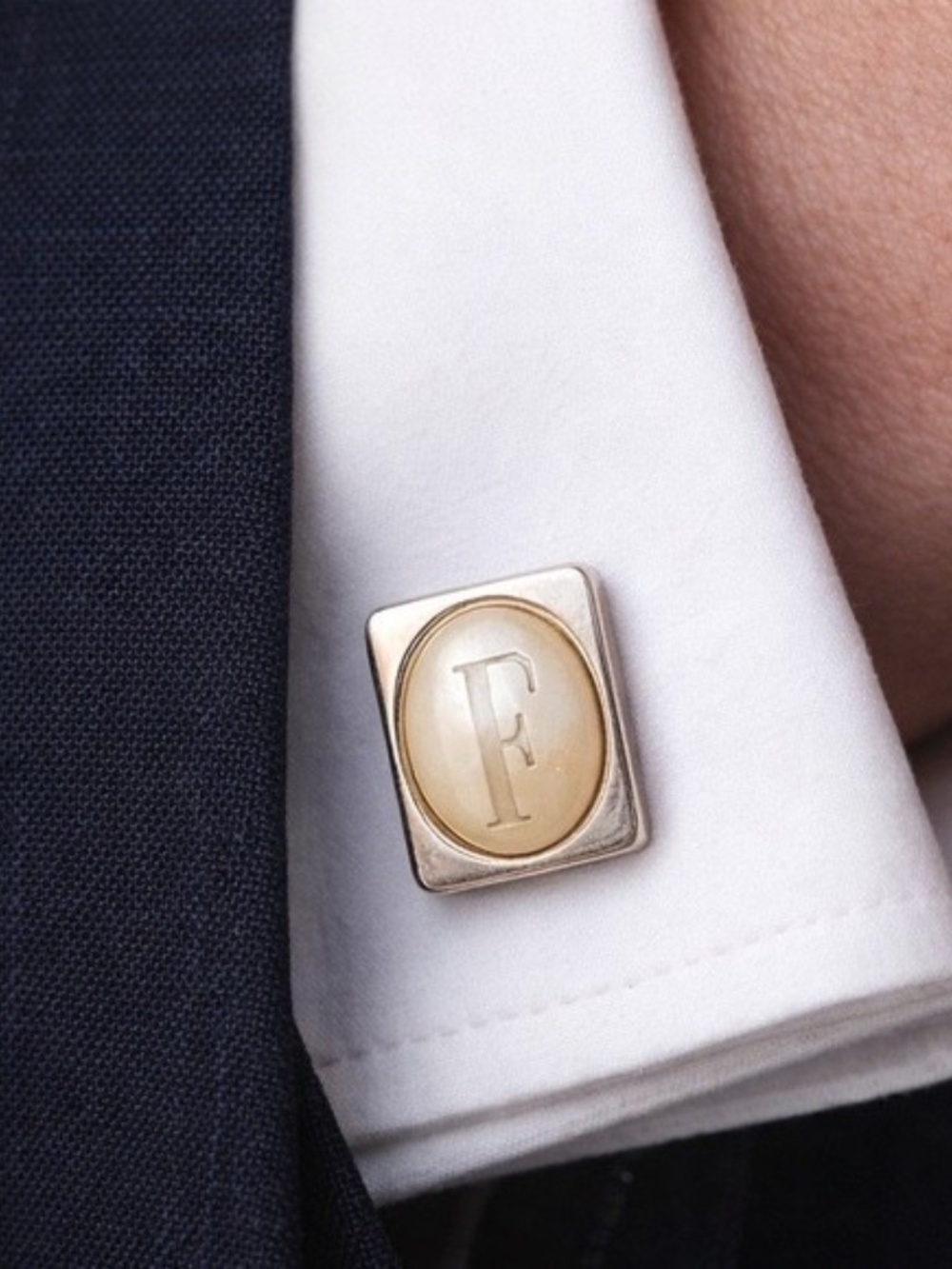 Vintage Swank Monogram F Cufflinks & Tie Bar Set